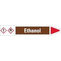 RKZ-Etikett Ethanol, rechts, braun/weiß/rot, für Ø 25-40mm, 154x26mm, 5/Bogen