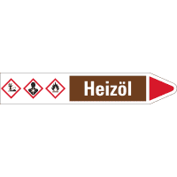 RKZ-Etikett Heizöl, rechts, braun/weiß/rot, für Ø 15-25mm, 96x17mm, 8/Bogen