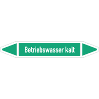 RKZ-Etikett Betriebswasser kalt, DIN 2403, grün/weiß, f. Ø 25-40mm,154x26mm,5/Bogen