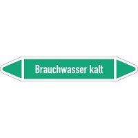 RKZ-Etikett Brauchwasser kalt, DIN 2403, grün/weiß, für Ø 15-25mm,96x17mm,8/Bogen