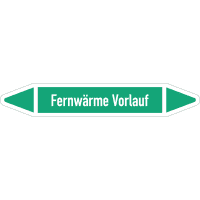 RKZ-Etikett Fernwärme Vorlauf, DIN 2403, grün/weiß, für Ø 25-40mm,154x26mm,5/Bogen