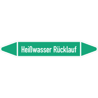 RKZ-Etikett Heißwasser Rückl., DIN 2403, grün/weiß, für Ø 60-90mm,310x52mm,3/Bogen