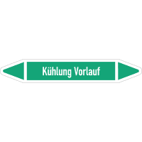 RKZ-Etikett Kühlung Vorlauf, DIN 2403, grün/weiß, für Ø 25-40mm,154x26mm,5/Bogen