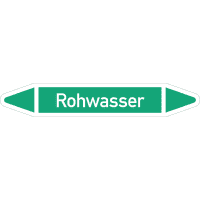 RKZ-Etikett Rohwasser, DIN 2403, grün/weiß, für Ø 40-60mm,218x37mm,5/Bogen