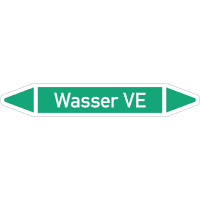 RKZ-Etikett Wasser VE, DIN 2403, grün/weiß, für Ø 25-40mm,154x26mm,5/Bogen