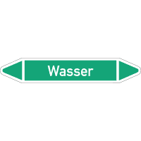 RKZ-Etikett Wasser, DIN 2403, grün/weiß, für Ø 15-25mm,96x17mm,8/Bogen