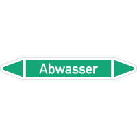 RKZ-Etikett Abwasser, DIN 2403, grün/weiß, für Ø 25-40mm,154x26mm,5/Bogen