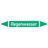 RKZ-Etikett Regenwasser, DIN 2403, grün/weiß, für Ø 25-40mm,154x26mm,5/Bogen