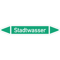 RKZ-Etikett Stadtwasser, DIN 2403, grün/weiß, für Ø 25-40mm,154x26mm,5/Bogen