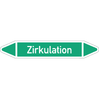 RKZ-Etikett Zirkulation, DIN 2403, grün/weiß, für Ø 15-25mm,96x17mm,8/Bogen