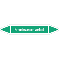 RKZ-Etikett Brauchw.Vorlauf, DIN 2403, grün/weiß, für Ø 25-40mm,154x26mm,5/Bogen
