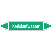 RKZ-Etikett Kreislaufwasser, DIN 2403, grün/weiß, für Ø 15-25mm,96x17mm,8/Bogen
