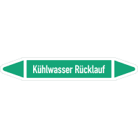 RKZ-Etikett Kühlwasser Rücklauf, DIN 2403, grün/weiß, f. Ø 40-60mm,218x37mm,5/Bogen