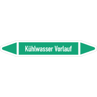 RKZ-Etikett Kühlwasser Vorlauf, DIN 2403, grün/weiß, für Ø 40-60mm,218x37mm,5/Bogen