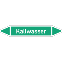 RKZ-Etikett Kaltwasser, DIN 2403, grün/weiß, für Ø 15-25mm,96x17mm,8/Bogen
