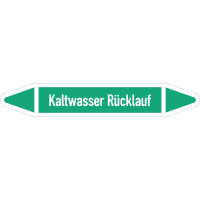 RKZ-Etikett Kaltw. Rücklauf, DIN 2403, grün/weiß, für Ø 40-60mm,218x37mm,5/Bogen