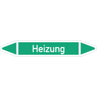 RKZ-Etikett Heizung, DIN 2403, grün/weiß, für Ø 25-40mm,154x26mm,5/Bogen