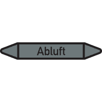 RKZ-Etikett Abluft, DIN 2403, grau/schwarz, für Ø 25-40mm,154x26mm,5/Bogen