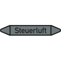 RKZ-Etikett Steuerluft, DIN 2403, grau/schwarz, für Ø 15-25mm,96x17mm,8/Bogen