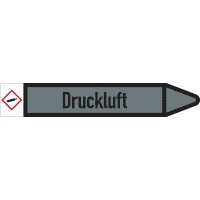RKZ-Etikett Druckluft, rechts, DIN, grau/schwarz, für Ø 25-40mm,154x26mm,5/Bogen