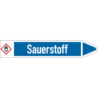 RKZ-Etikett Sauerstoff, rechts, DIN, blau/weiß, für Ø 15-25mm,96x17mm,8/Bogen