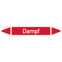 RKZ-Etikett Dampf, DIN 2403, rot/weiß, für Ø 25-40mm,154x26mm,5/Bogen