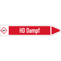 RKZ-Etikett HD Dampf, rechts, DIN, rot/weiß, für Ø 15-25mm,96x17mm,8/Bogen