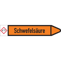 RKZ-Etikett Schwefelsäure, rechts, DIN, orange/schwarz, Ø 15-25mm,96x17mm,8/Bogen