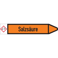 RKZ-Etikett Salzsäure, rechts, DIN, orange/schwarz, für Ø 15-25mm,96x17mm,8/Bogen