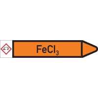 RKZ-Etikett FeCI3, rechts, DIN, orange/schwarz, für Ø 15-25mm,96x17mm,8/Bogen