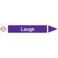 RKZ-Etikett Lauge, rechts, DIN, violett/weiß, für Ø 25-40mm,154x26mm,5/Bogen
