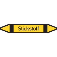 RKZ-Etikett Stickstoff, DIN 2403, gelb/schwarz/schwarz, Ø 25-40mm,154x26mm,5/Bogen