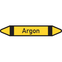 RKZ-Etikett Argon, DIN 2403, gelb/schwarz/schwarz, für Ø 15-25mm,96x17mm,8/Bogen