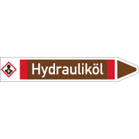 RKZ-Etikett Hydrauliköl, rechts, DIN, braun/weiß/rot, für Ø 15-25mm,96x17mm,8/Bogen