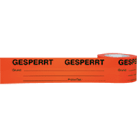 Qualitätsband GESPERRT, orange/schwarz, Polypropylen, selbstkl.,46my,75mm,66m/Rolle