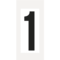 Ziffer 1, weiß/schwarz, Folie, Schrifthöhe 150mm, 72x170mm, 20 Stück/VE