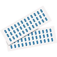 Kombipackung Ziffer 0-9, weiß/blau, Folie, SH 15mm,14x19mm,72 je Ziffer/VE