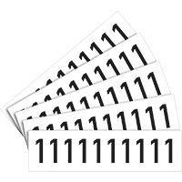 Ziffer 1, weiß/schwarz, Folie, Schrifthöhe: 30mm,39x17,7mm,5 Bogen/VE,10/Bogen