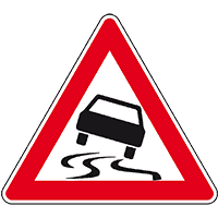Verkehrsz. Schleuder- oder Rutschgefahr, Nr.114, Aluminium RA0, reflekt., SL 900mm