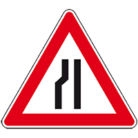 Verkehrsz.Verengte Fahrbahn links, Nr.121-20, Aluminium RA0, reflektierend, SL 900mm