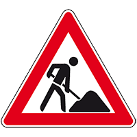 Verkehrszeichen Baustelle, Nr.123, Aluminium RA1, reflektierend, SL 900mm