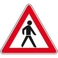 Verkehrszeichen Fußgänger, Aufst. links, Nr.133-20, Aluminium RA0, reflekt., SL 900mm