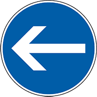Verkehrszeichen Fahrtrichtung hier li., Nr.211-10, Aluminium RA0, reflekt., Ø 600mm