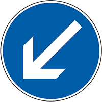 Verkehrszeichen Fahrtrichtung links vorbei, Nr.222-10, Alu RA0, reflekt., Ø 600mm