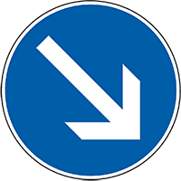 Verkehrsz. Fahrtrichtung rechts vorbei, Nr.222-20, Aluminium RA1, reflekt., Ø 600mm