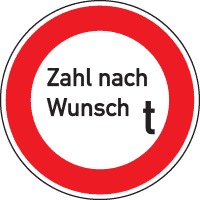 Verkehrsz. Nr.262 Verbot für Fahrzeuge, Gewicht, ZnW., Aluminium RA0, Ø 600mm