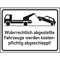 Parkverbotsschild Widerrechtlich abgestellte..., Aluminium, 400x250mm