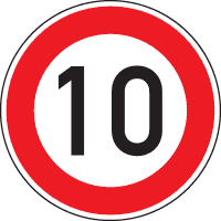 Verkehrszeichen Zulässige Höchstgesch.10, Nr.274-10, Aluminium RA0, reflekt., Ø600mm