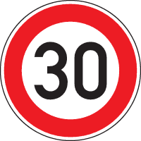 Verkehrszeichen Zulässige Höchstgesch.30, Nr.274-30, Aluminium RA0, reflekt., Ø600mm