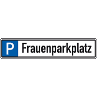 Parkplatzreservierungsschild Frauenparkplatz, ohne Befestigungsset, 520x110mm